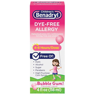 Benadryl Children's Dye-Free Allergy Liquid Bubble Gum